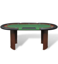 Table de poker pour 10 joueurs avec espace de croupier Vert