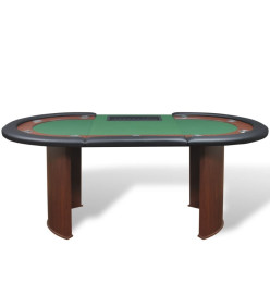 Table de poker pour 10 joueurs avec espace de croupier Vert