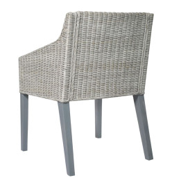 Chaises à manger avec coussins lot de 2 gris rotin naturel