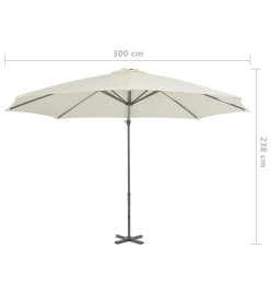 Parasol en porte-à-faux avec poteau en aluminium 300 cm Sable