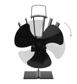 Ventilateur de poêle alimenté par chaleur 3 pales Noir