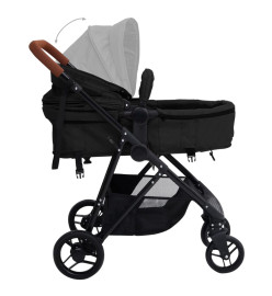 Poussette pour bébé 2-en-1 Anthracite et noir Acier