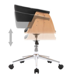 Chaise pivotante de bureau Noir Bois courbé et similicuir