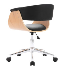 Chaise pivotante de bureau Noir Bois courbé et similicuir