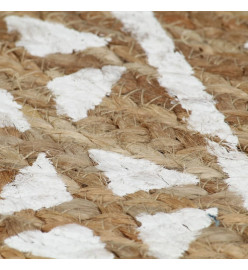 Tapis fait à la main Jute avec imprimé blanc 90 cm