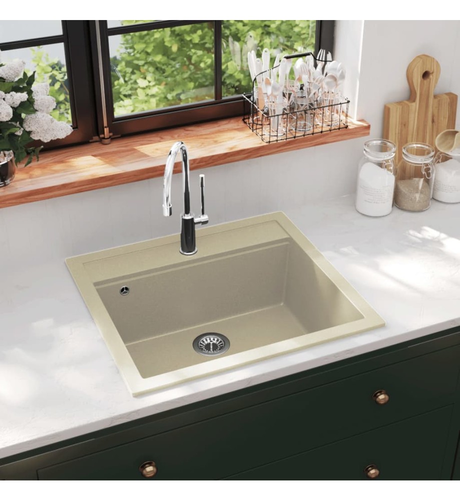 Évier de cuisine Granit Seul lavabo Beige