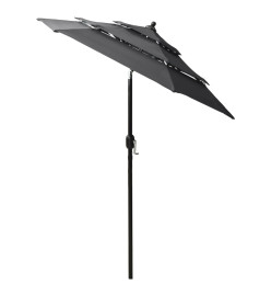 Parasol à 3 niveaux avec mât en aluminium Anthracite 2 m