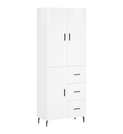 Buffet haut Blanc brillant 69,5x34x180 cm Bois d'ingénierie