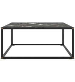 Table basse Noir avec verre marbre noir 80x80x35 cm