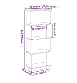 Bibliothèque/Séparateur de pièce Gris 51x25x132 cm Pin solide