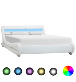 Cadre de lit avec LED Blanc Similicuir 140 x 200 cm