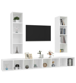 Meubles TV muraux 4 pcs Blanc Aggloméré