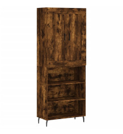 Buffet haut Chêne fumé 69,5x34x180 cm Bois d'ingénierie