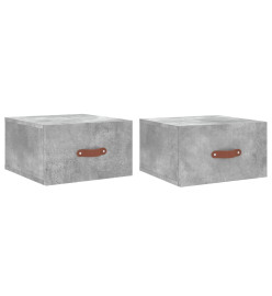 Tables de chevet murales 2 pcs gris béton 35x35x20 cm