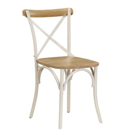 Chaises à dossier croisé lot de 4 blanc bois de manguier massif