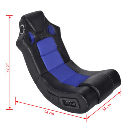 Fauteuil à bascule à enceinte Noir et bleu Similicuir