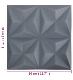 Panneaux muraux 3D 12 pcs 50x50 cm Gris origami 3 m²