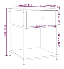 Table de chevet chêne fumé 44x45x58 cm bois d'ingénierie