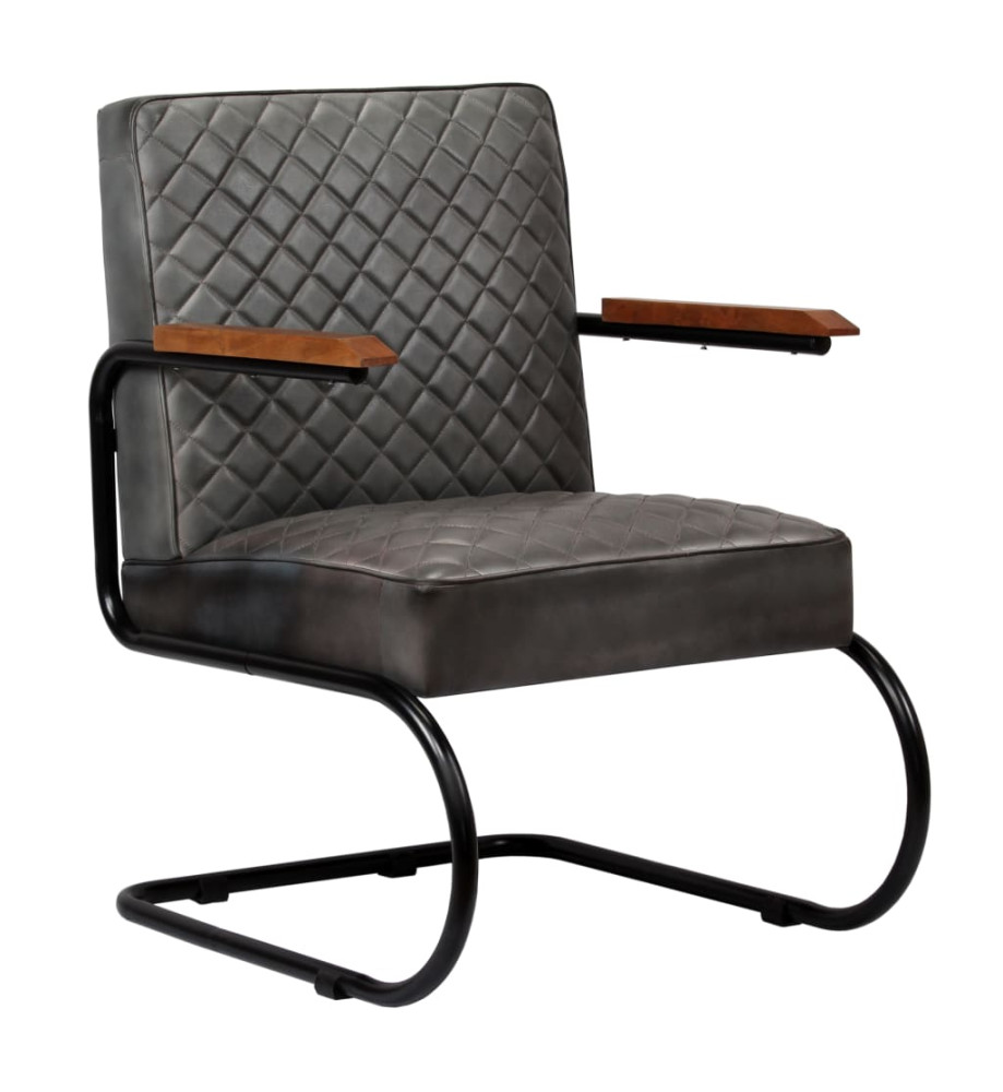 Fauteuil Gris Cuir véritable