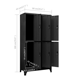 Armoire à casiers Anthracite 90x45x180 cm Acier