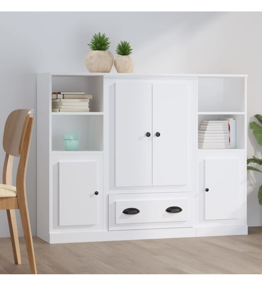 Buffets 3 pcs blanc bois d'ingénierie