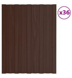 Panneaux de toiture 36 pcs Acier galvanisé Marron 60x45 cm