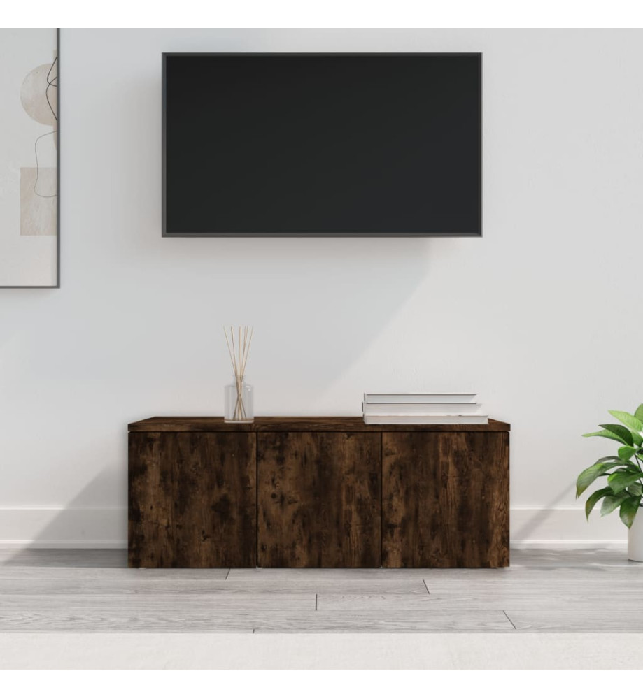 Meuble TV Chêne fumé 80x34x30 cm Bois d'ingénierie