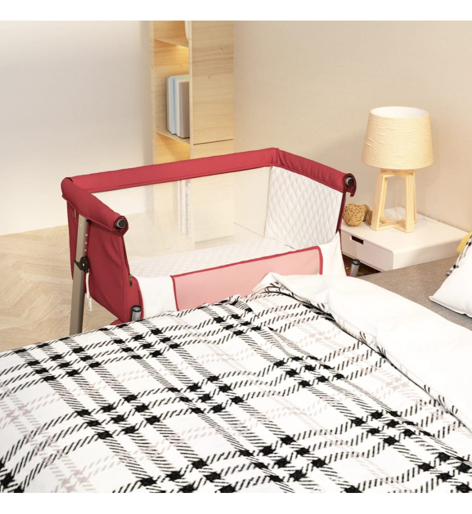 Lit pour bébé avec matelas Rouge Tissu de lin