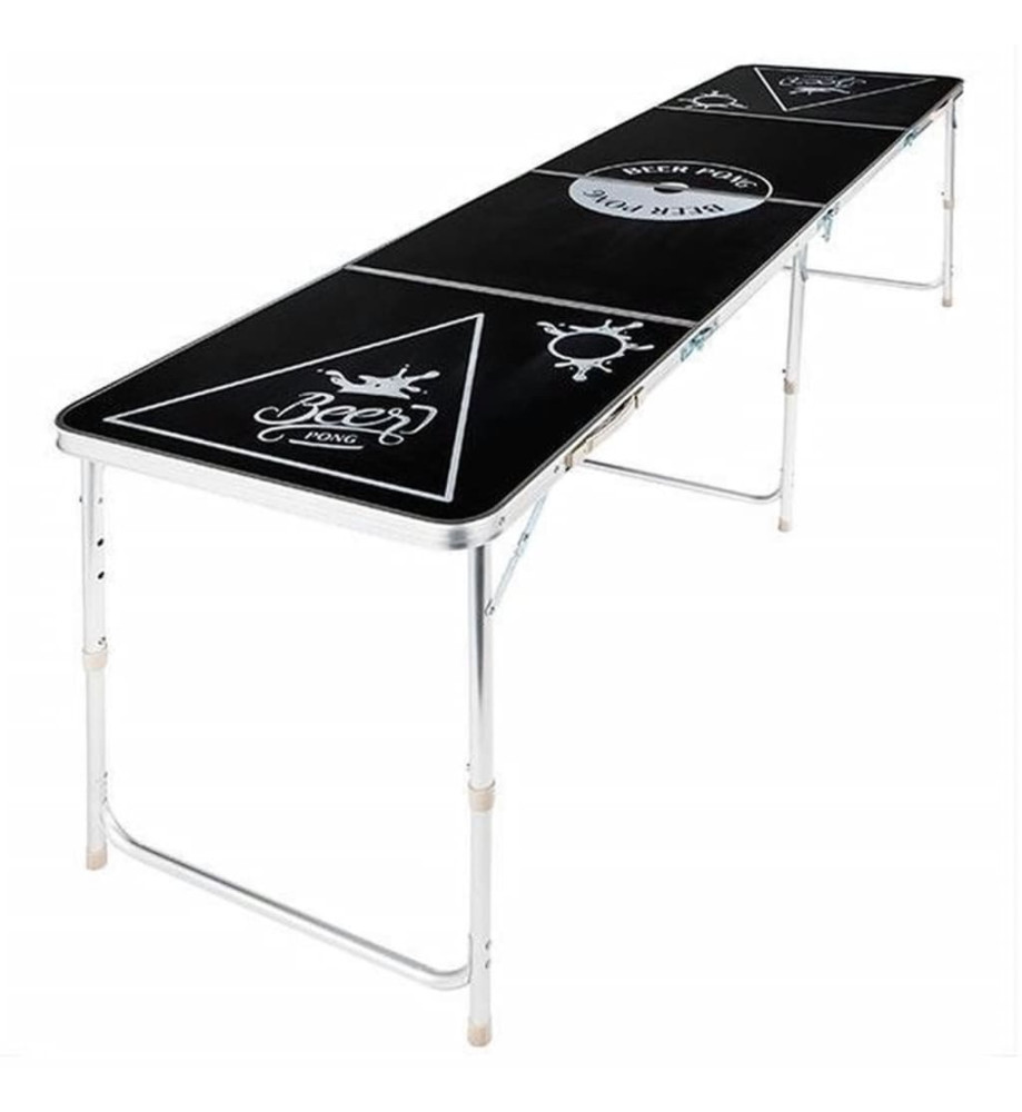 HI Table de bière-pong pliable réglable en hauteur Noir