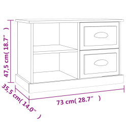 Meuble TV noir 73x35,5x47,5 cm bois d'ingénierie