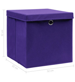 Boîtes de rangement et couvercles 10pcs Violet 32x32x32cm Tissu