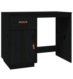 Bureau avec armoires Noir 135x50x75 cm Bois massif de pin