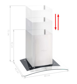 Hotte murale 60 cm Acier inoxydable 756 m³/h LED