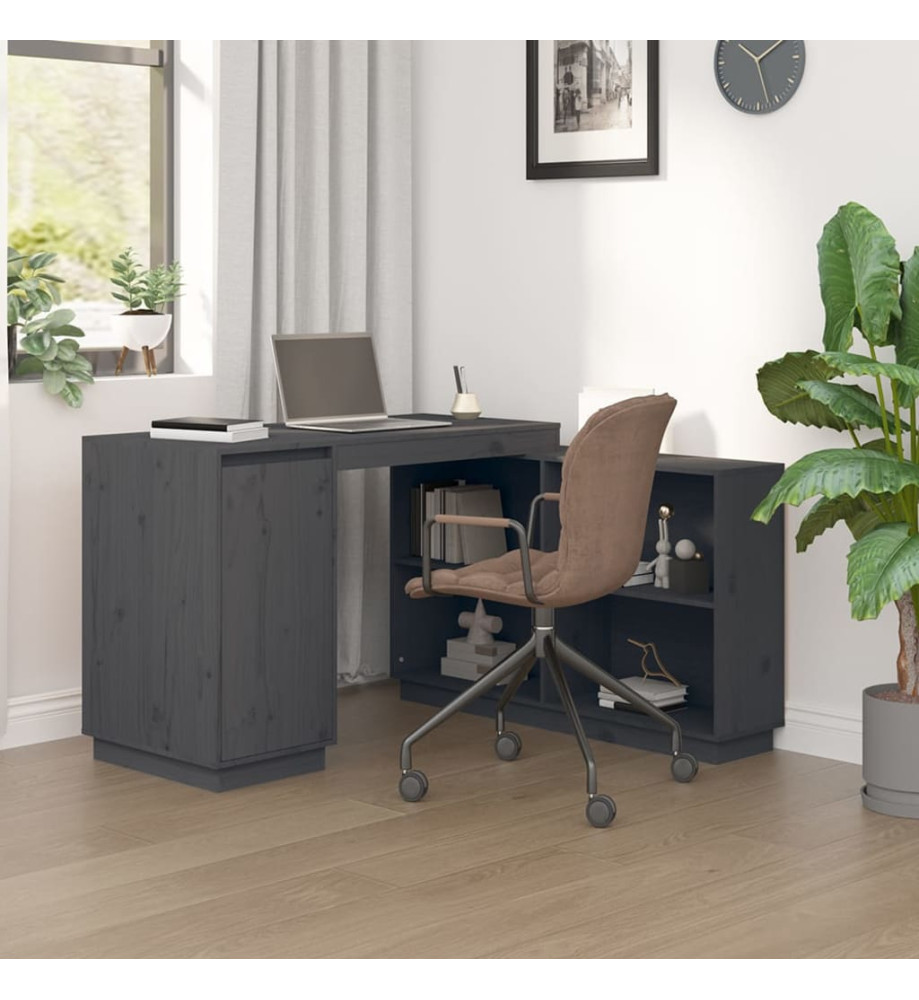 Bureau Gris 110x50x75 cm Bois massif de pin