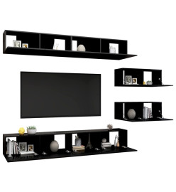 Ensemble de meuble TV 6 pcs Noir Aggloméré