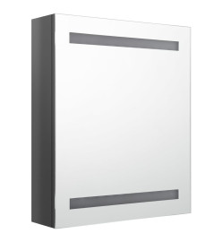 Armoire de salle de bain à miroir LED Gris brillant 50x14x60 cm