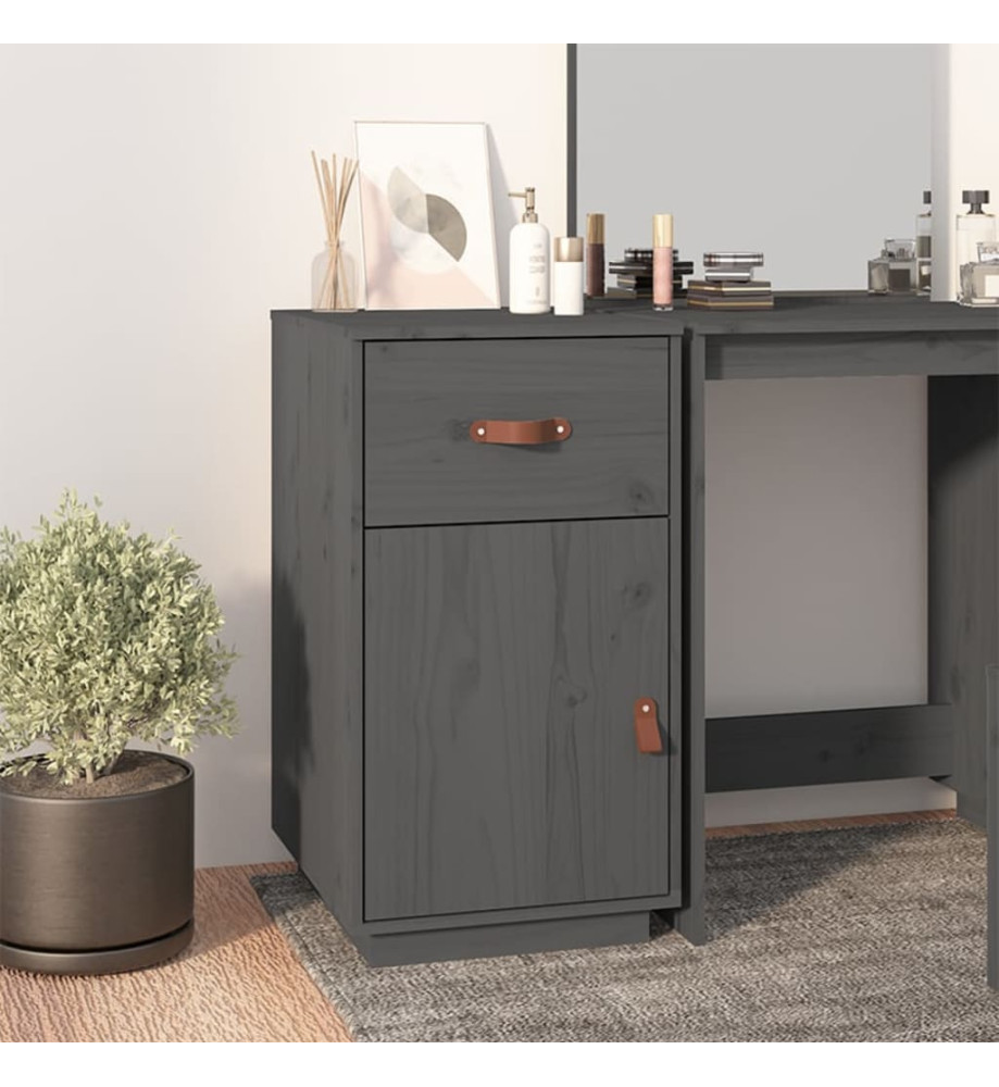 Armoire de bureau Gris 40x50x75 cm Bois massif de pin