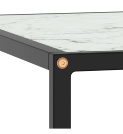 Table basse Noir avec verre marbre blanc 60x60x35 cm