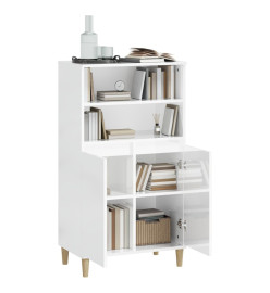 Buffet haut Blanc brillant 60x36x110 cm Bois d'ingénierie