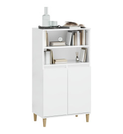 Buffet haut Blanc brillant 60x36x110 cm Bois d'ingénierie