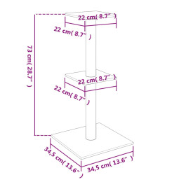 Arbre à chat avec griffoirs en sisal crème 73 cm