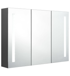 Armoire de salle de bain à miroir LED 89x14x62 cm Gris