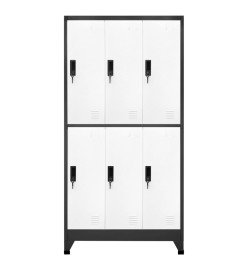 Armoire à casiers Anthracite et blanc 90x45x180 cm Acier