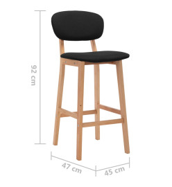 Tabourets de bar lot de 2 noir tissu