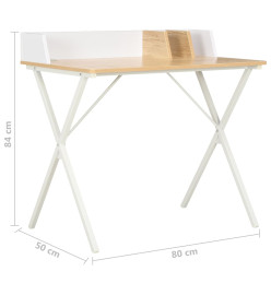 Bureau Blanc et naturel 80x50x84 cm