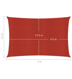 Voile d'ombrage 160 g/m² Rouge 3,5x5 m PEHD