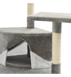 Arbre à chat avec griffoirs en sisal 203 cm Gris et Blanc