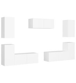 Ensemble de meubles TV 7 pcs Blanc Aggloméré