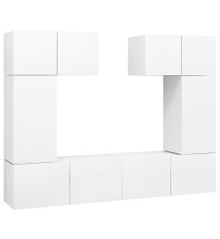 Ensemble de meuble TV 6 pcs Blanc Aggloméré