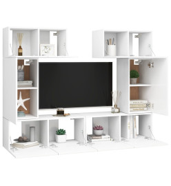 Ensemble de meuble TV 6 pcs Blanc Aggloméré